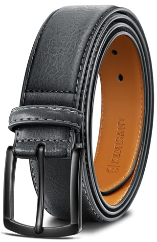 KEMISANT Ledergürtel Herren, Gürtel Herren Leder 35mm für Business und formelle Anlässe,Anzuggürtel Begleiter zu Männer Businessschuhe(Heiliges Grau,120cm/40-42 taille verstellbar)