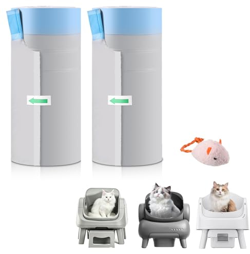 Lot de 40 sacs à litière automatiques pour chat Petpivot 11/12 et NeakasaM1 | Sacs poubelle de rechange robustes et étanches avec cordon de serrage, 68,6 x 33 cm, peut supporter 10,4 kg