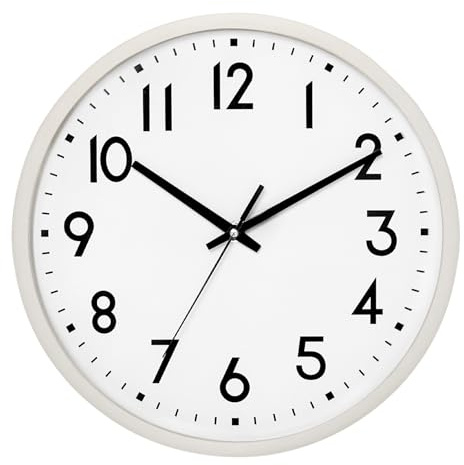 20 cm Beiger Lautlos Wanduhr Ohne Tickgeräusche, Leicht zu Lesen Wanduhr | Analog Moderne Batteriebetriebene Uhr für Schule, Büro, Wohnzimmer, Küche