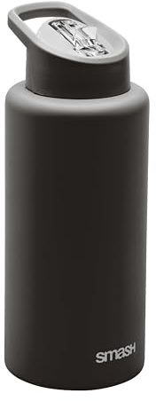 Smash Double Wall Stainless Steel 1 Litre Reusable Water Bottle - Black