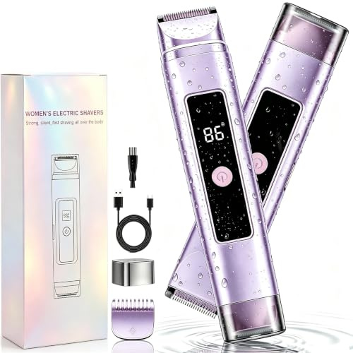 Bamkmbe Mini Afeitadora Electrica Mujer 2 en 1, recortadora de bikini de doble cabeza para mujer, IPX7 impermeable uso húmedo y seco, Recortadora Corporal para Facial Brazos Axilas Pierna (Violeta​)