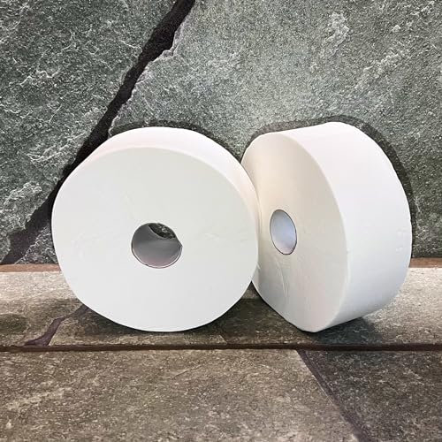 Blanc HYGIENIC Toilettenpapier Jumbo – 6 x Jumbo-Rollen à 300 m, 2-lagig, 100% reiner Zellstoff, Klopapierrolle ideal für Jumbo Toilettenpapier-Spender, Ø 260 mm, rein-weiß