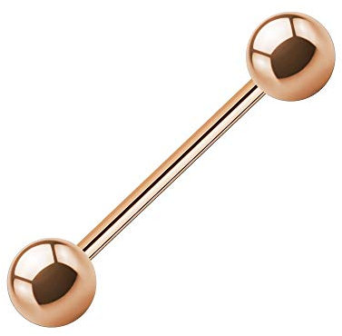 Treuheld® | 1,2mm x 8mm Piercing Stab | Kugeln 3mm | Chirurgenstahl 316L | Roségold | Straight Barbell | Brustwarzenpiercing gerade, Zungenpiercing