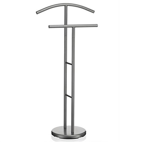 IDIMEX Valet de Chambre LAURENZ Valet de Nuit Porte vêtements en métal laqué Gris