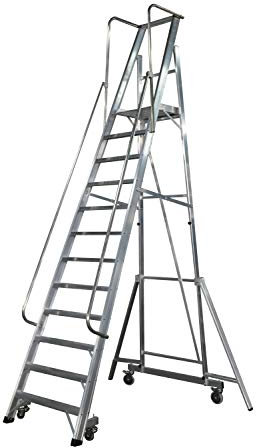 KTL Escalera Plegable con Plataforma y guardacuerpos 12 peldaños móvil Profesional Serie 2XL-S