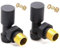 myhomeware Anthracite Angled Radiator Valves Pair Set With Compression Reducer 10mm/15mm