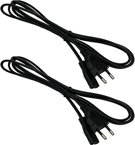 Naths Hardware | 2X Euro-Netzkabel 1,8m | Netzteil 2-polig für Xbox One, PS4, Radio, Fernseher, UVM. | Euro 8 Doppelbuchse auf Netzstecker mit Schutzkontakt | Stromkabel schwarz