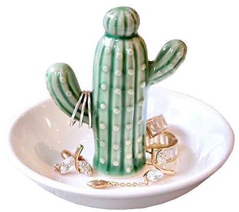 PUDDING CABIN Cactus for Christmas, Cactus Ring Holder Dish, Birthday Gifts for Women, Decorative Cactus Decor, Thanksgiving Xmas Valentine's Day Gifts for Girls Friends