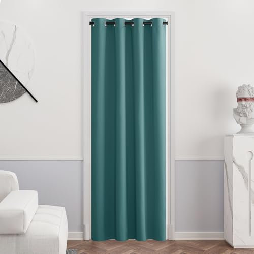 PONY DANCE Gardinen Kinderzimmer Junge 1 Stück H 210 cm x B 132 Thermo Vorhänge gegen Hitze Verdunkelungsvorhang Abdunkelnd Ösenschal Vorhänge mit Ösen, Tealblau