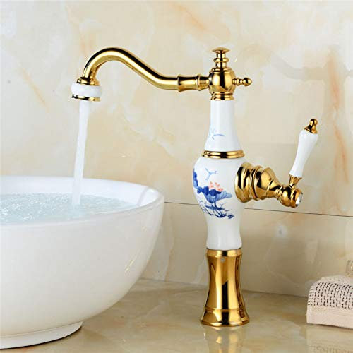 Waschtischarmaturen YHSGY Bad Becken Wasserhahn Rose Gold Keramik Messing Waschbecken Mischbatterie Deck Montiert Wasserhahn Heiß Kalt Kran Einzigartiges Design Wasserhahn Torneira