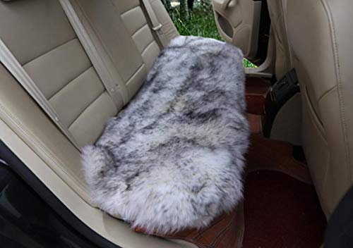 Sisha-A Universeller Schaffell-Autositzbezug 45cm×135cm - Natürliche Wolle Winterwärme für Autos, LKWs, SUVs, Transporter | Hochwertiger Gemütlicher Sitzschoner (Alle Fahrzeugtypen) Weiß mit Grau