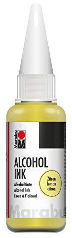 Marabu 12160059020 - Alcohol Ink zitron, 20 ml, Alkoholtinte, für Fluid Art, Resin Art und Epoxidharz, für nicht saugende Untergründe, beschichtetes Spezialpapier, Metall, Keramik und Glas