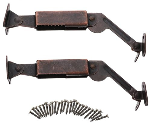 iplusmile Cupboard Door Hinges, 2pcs Lid Support Hinges Bronze Iron Spring Lid Support Down Hinge Buffer Stop Hinge for Kitchen Cabinet Door Cupboard Toy Box