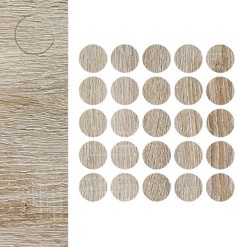 DecoMeister Selbstklebende Abdeckkappen für Möbel Möbelpflaster Aufkleber Klebepunkte Bohrloch Abdeckung Schraubenabdeckung Ø 14mm Durchmesser à 25 Stück Sonoma Eiche