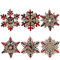 com-four® 6X Tannenbaumschmuck Holz-Anhänger Set - Weihnachtsbaumschmuck zum Dekorieren - Christbaumschmuck im Schneeflockendesign
