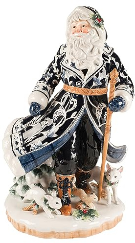 Goebel Fitz & Floyd Santa im blauen Mantel, aus Steingut gefertigt, Höhe 48cm, 51-001-30-1