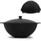 4BIG.fun Kazan aus Gusseisen 8 L mit Aluminium Deckel flacher Boden Usbek Schwenktopf NAMANGAN Kasan Uzbekisch Asia WOK Gusseisentopf Grillwok