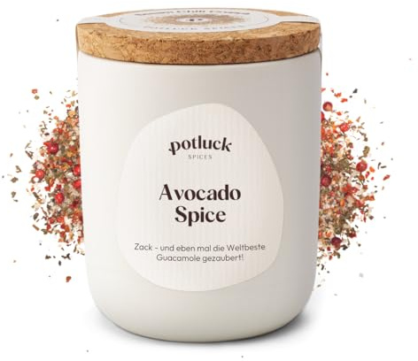 Potluck | Avocado Spice | Gewürzsalz im Keramiktopf | 80g | Natürlicher Geschmack ohne Zusätze in hochwertiger Keramik