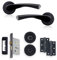 XFORT Matt Black Warped Lever On Rose Bathroom Pack, with Ball Bearing Hinges, Thumbturn Release and A Bathroom Lock, Ideal for Internal Wooden Doors for Home and Office.