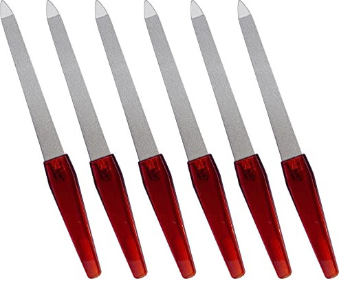Limas de uñas de espada (6 unidades), lima de uñas de metal mejorada de acero inoxidable con mango antideslizante, grano de doble cara para uñas naturales, uñas de los pies