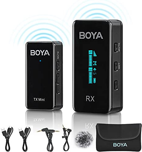 2.4G Microphone for Vlog Tiktok, BOYA BY-XM6-S1 MINI Wireless Lavlaier Microphone System for DSLR Camera and Smartphones in Vlog Video Youtube