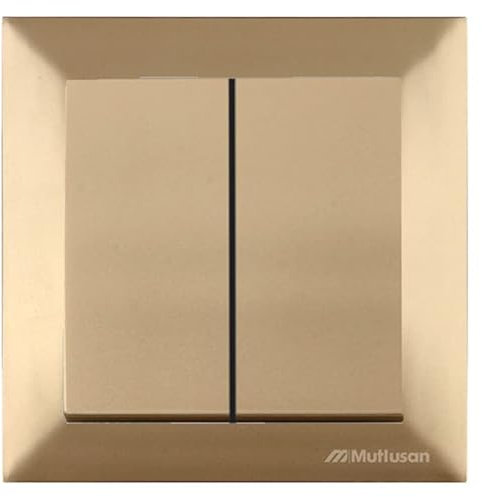 Mutlusan CANDELA Set: 2fach Lichtschalter/Ausschalter / 2 fach Schalter/Doppelschalter mit Rahmen - Unterputz, Einbau, Wandeinbau - Gold/Kupfer/Messing/Bronze