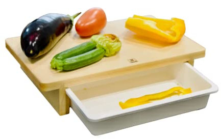 Wooden Chopping Board with Removable Tray, 100% Beech Wood, Suitable for Food, 35 x 22 x 7h cm