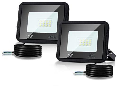 Cecaylie 2er 10W LED Strahler Außen, LED Fluter 3000K Warmweiß 900LM LED Scheiwerfer IP66 Wasserdicht LED Flutlicht Außenstrahler Außenleuchte für Werkstatt Garage Garten