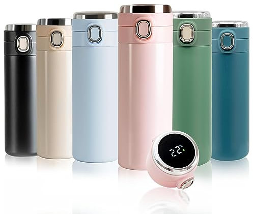 Borraccia Termica, m MU Bottiglia Termica Senza Perdite - 400ML, Intelligente LED Temperatura Display Touch Smart, Senza BPA Borracce, per Bambini, Scuola, Sport, Campeggio, Yoga, Palestra/ROSA