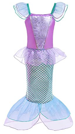 Lito Angels Meerjungfrau Prinzessin Arielle Kostüm Kleid Verkleidung für Kleinkind Mädchen, Größe 2 Jahre 98, Lila (Tag-Nummer 90)