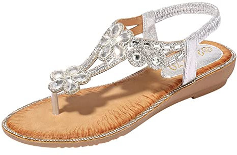 Sandali Alla Schiava Donna Infradito da Mare Sandali in Corda Bassi Strass Sandali Eleganti Scarpe Comodi Piatto Sandalo Sandali Infradito Donna Morbida Bohemia Sandali