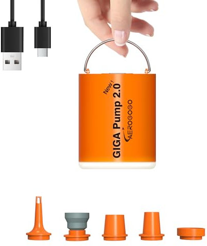 GIGA PUMP New 2.0 Electric Portable Air Pump 1300mah Battery Rechargeable Pump Ultra-Mini Inflator/Deflator Pump for Swimming Rings air Mattress Bed Pool Toy Camping Light Ultra-Mini Air Pump