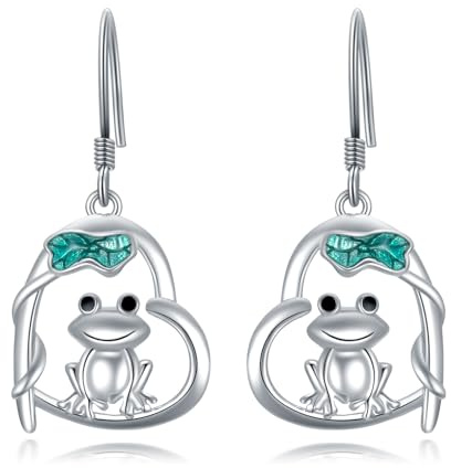 YFN Frosch Ohrringe Hängend Silber 925 Tier Ohrringe Frosch Schmuck für Mädchen Tochter Schwester Freunde