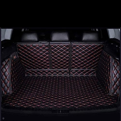SAANTE Auto Leder Kofferraummatte Für Volvo XC60 2018-2023, Vollabdeckung Kofferraumteppiche Innenmatte Wasserdichtes Kofferraum Schutzmatte ZubehöR,B/Black~Red
