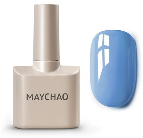 MAYCHAO 15ML Blue Gel Nail Polish, Soak Off UV LED Baby Blue Polish, Nail Art Starter Manicure Salon DIY at Home, 0.5 OZ
