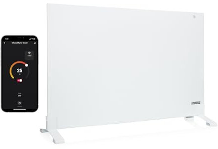 Chauffage infrarouge Princess connecté - 540 W - Basse consommation - Application gratuite - Programmable avec thermostat intégré - Plaque en cristal de carbone