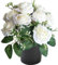 ALNIYATX Lot de 12 roses artificielles en pot pour tombe - Idéales pour cimetière et décorations funéraires (blanc)