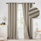 Deconovo 100% Blackout Curtains with Double-sided Faux Linen, Thermal Insulated Eyelet Door Curtains 84 Drop for Living Room, Linen Grey, 52x84 Inch(Width x Length), 2 Panels