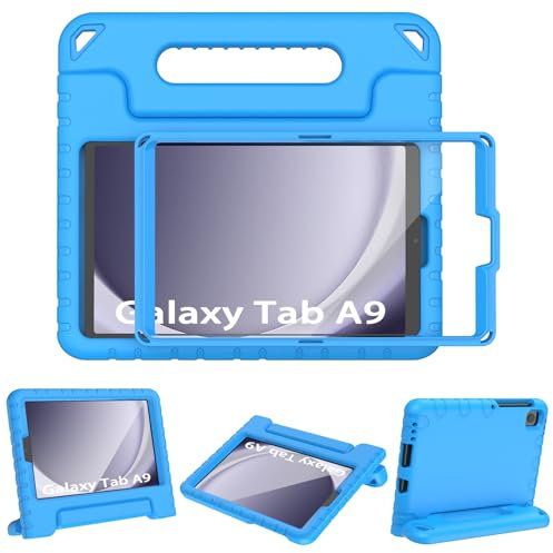 TOPWANT Kids Case with Screen Protector for Samsung Galaxy Tab A9 8.7 2023 (SM-X110/X115) & Tab A7 Lite 8.7 2021 (SM-T220/T225), Shokcproof Convertible Handle Stand for Samsung Tab A9 8.7, Blue
