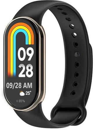 OcioDual Correa de Recambio Compatible con Xiaomi Mi Band 8, de color Negro, Pulsera de Repuesto de Silicona Suave Flexible Sport Goma Transpirable