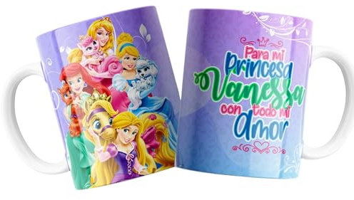 Taza personalizada con texto y diseño de Princesas, la taza ideal para tu café perfecto, taza creativa, tazas únicas para momentos inolvidables