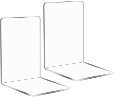 Buchstützen Set | Buchstütze aus Acryl | 2 Transparenten Bücherstütze | Geeignet für Schule Zuhause Büro Bibliothek Schlafzimmer | Transparente Dekoration | Schreibtisch Veranstalter (2 Pack)