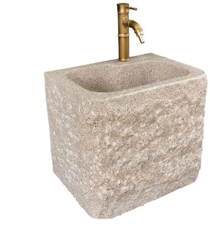 Estación de lavado for patio al aire libre, fregadero de pie for uso general, bañera de lavandería con grifo y kit de drenaje de manguera, fregadero de fregona de bañera de piedra de granito resistent