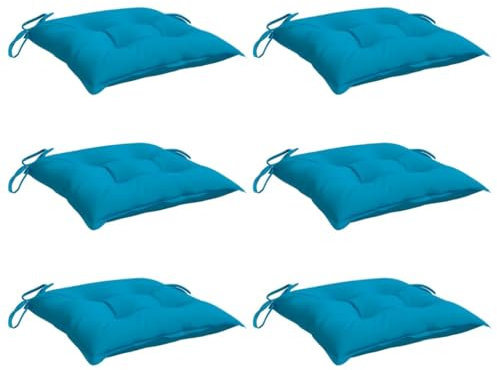 vidaXL Lot de 6 Coussins de Palette, Galette de Siège Imperméable, Coussin de Jardin, Décoration d'Extérieur Terrasse, Bleu Clair 50x50x7 cm Tissu Oxford