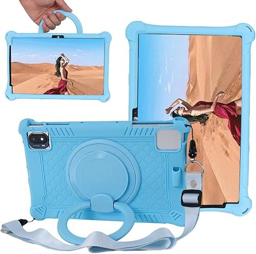 YHFZR Funda para DOOGEE U9 /U10 /U10 Pro, Soporte Giratorio Silicón Ligera Carcasa Antideslizante para los niños para DOOGEE U9 /U10 /U10 Pro 10,1 Pulgada, Azul