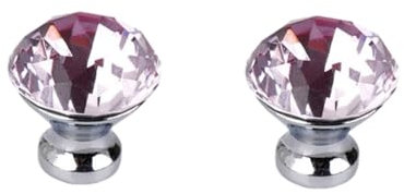 SANCHAKOU Schubladenknopf 2 Stück Einloch-Schranktür Küchenschrank Schublade Goldener Diamant-Rundgriff Im Horn-Stil – Rosa Diamant