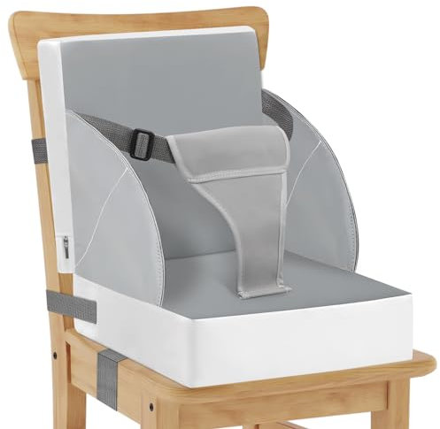Sitzerhöhung Stuhl Kind, 3-Punkt-Gurt Sitzkissen Kinder Baby PU Wasserdicht Tragbare Stuhl Sitzerhöhung mit Gurte Kindersitzkissen Sitz für Kinder und Kleinkinder (Grau-A)