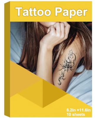 CARGEN Papper tatuering överföring för bläckstråleskrivare laserskrivare, personlig tatueringsstencil gör-det-själv-tatueringsbild, A4 8,2 tum x 11,6 tum 10 uppsättningar