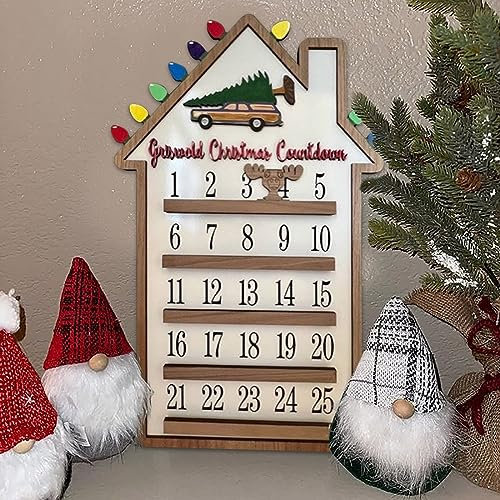 Holz-Countdown-Weihnachtskalender, Feiertagsparty-Countdown-Dekorationen Tasche Kalender (Black, One Size)