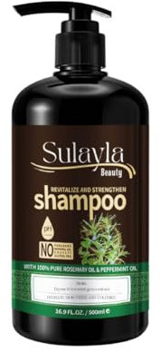 Sulayla Beauty Revitalize and Strengthen Hair Shampoo - Contains 100% Pure Rosemary and Peppermint Oil - with Biotin - Promotes hair growth - 500ml